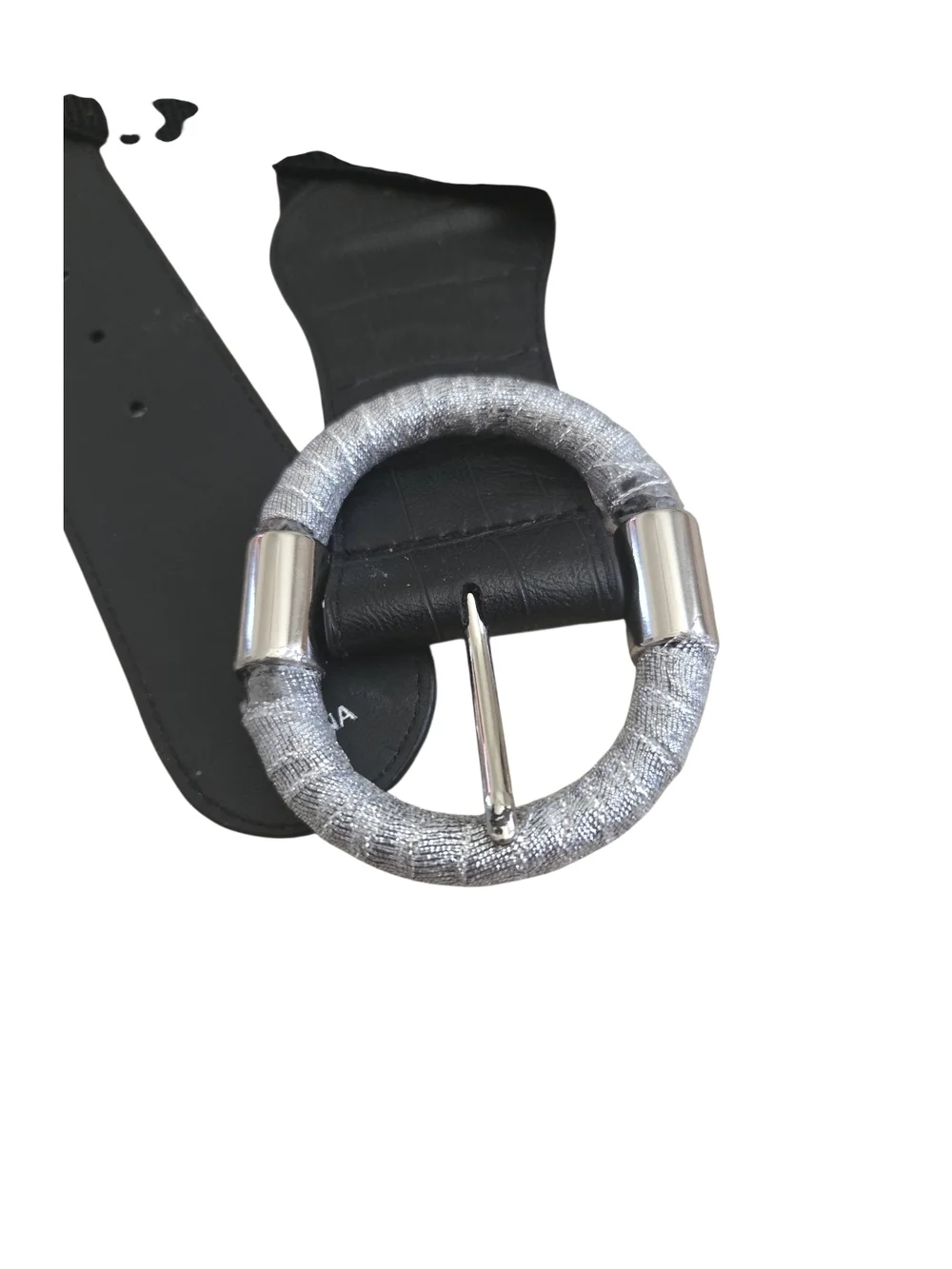 4/$15 Black Elastic Stretch Belt with Silver Buckle Women's